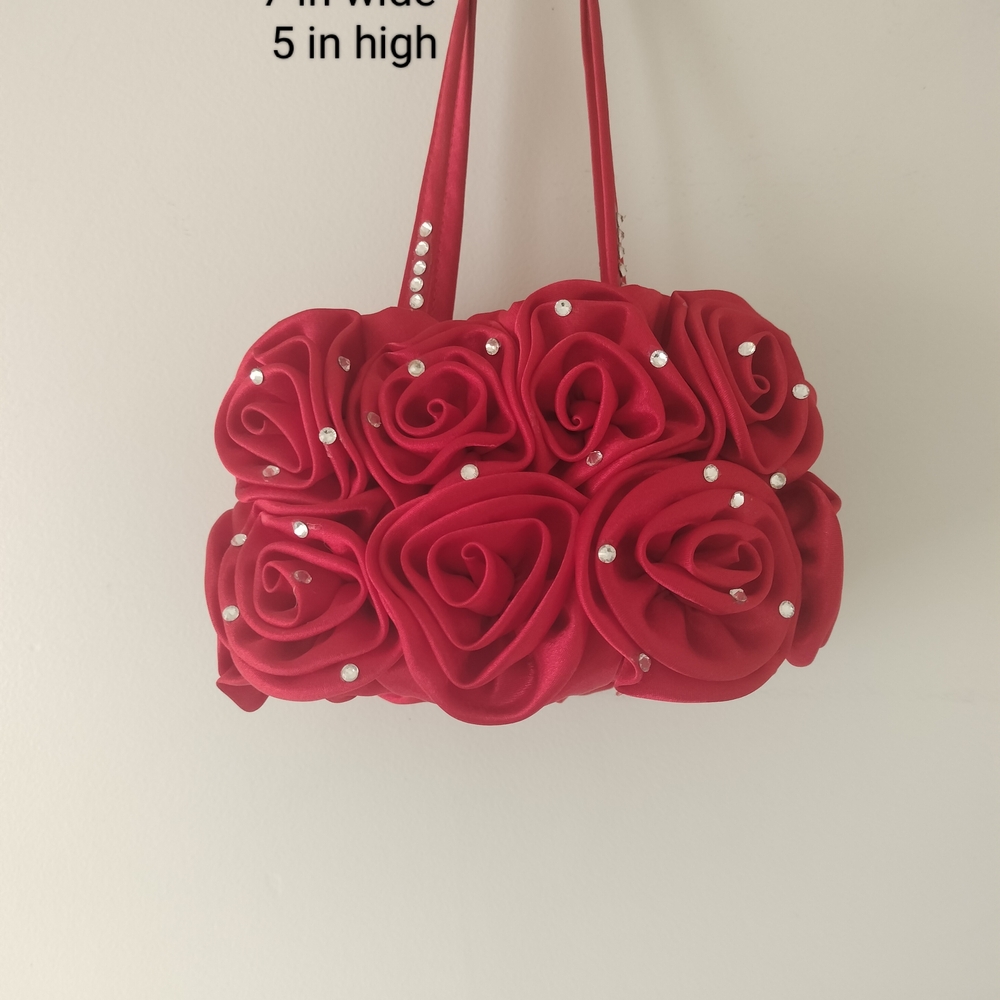 Elegant Red Floral Women's Bag